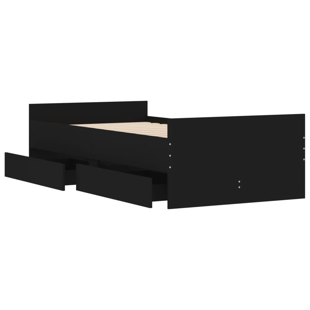 Bedframe met lades zwart 90x190 cm is nu te koop bij PeponiXL, paradijselijk wonen!