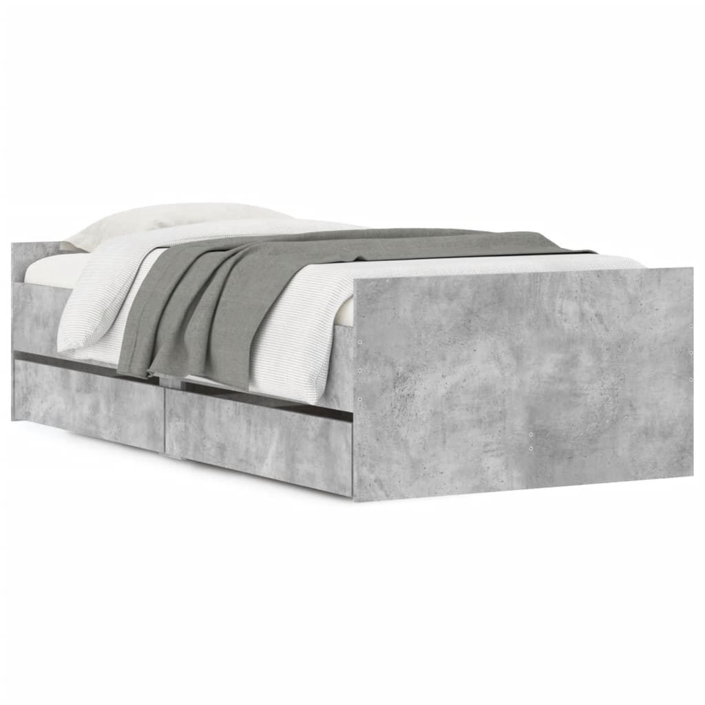 Bedframe met lades betongrijs 90x190 cm is nu te koop bij PeponiXL, paradijselijk wonen!