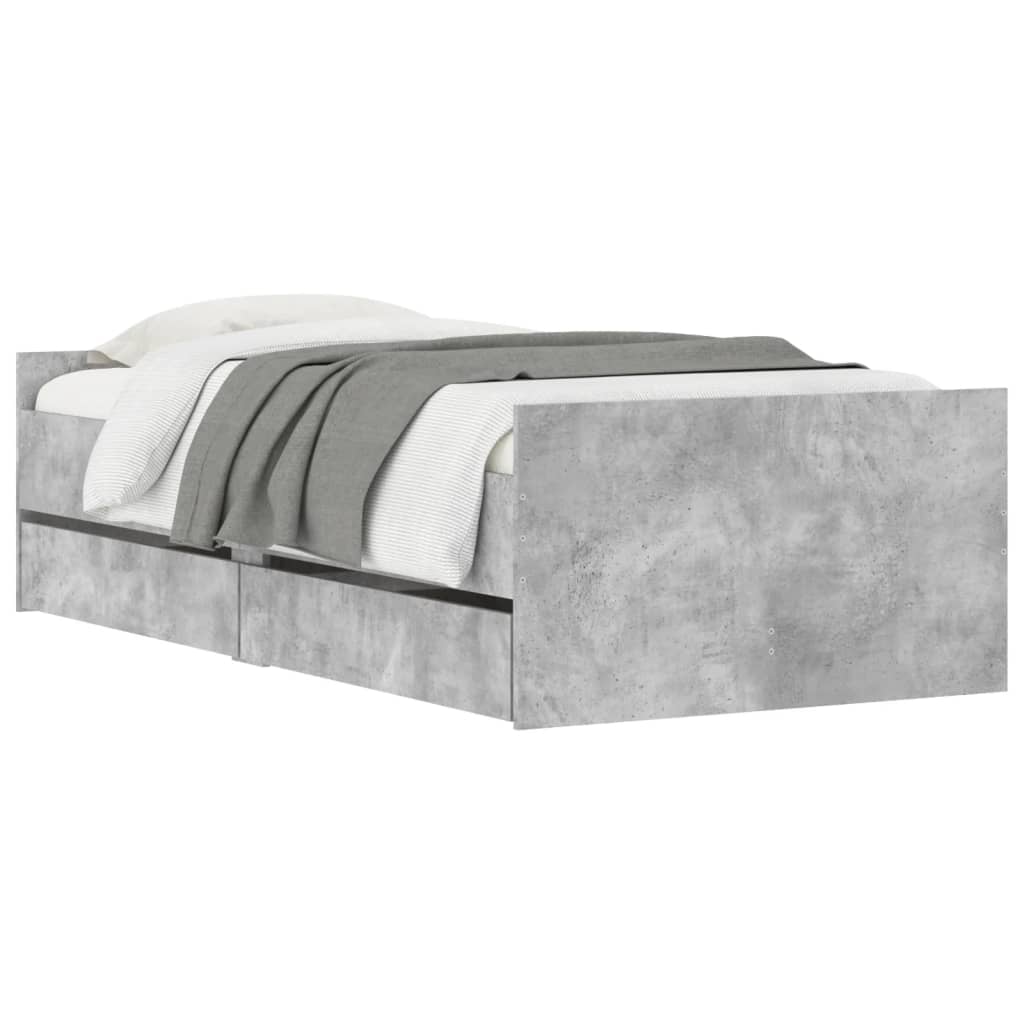 Bedframe met lades betongrijs 90x190 cm is nu te koop bij PeponiXL, paradijselijk wonen!