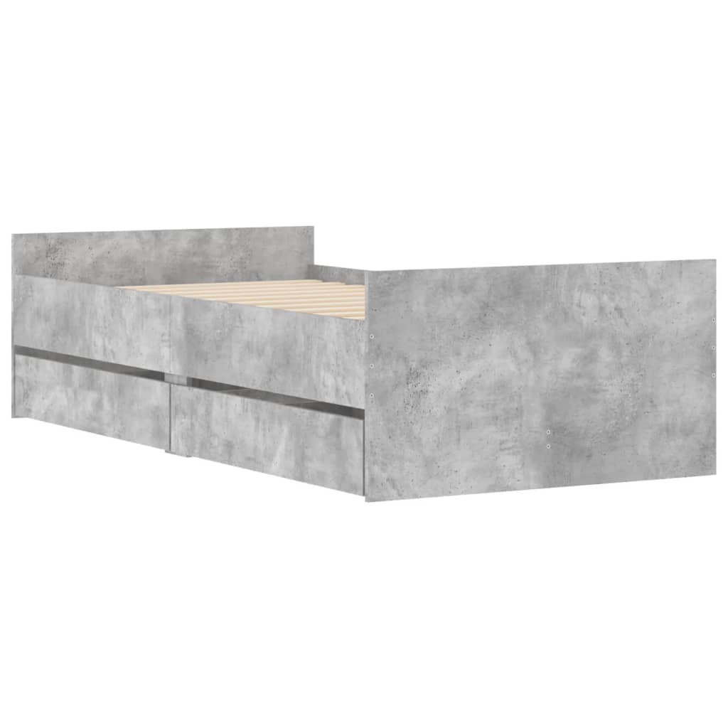 Bedframe met lades betongrijs 90x190 cm is nu te koop bij PeponiXL, paradijselijk wonen!