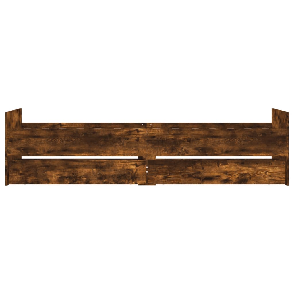 Bedframe met lades gerookt eikenkleurig 90x190 cm is nu te koop bij PeponiXL, paradijselijk wonen!