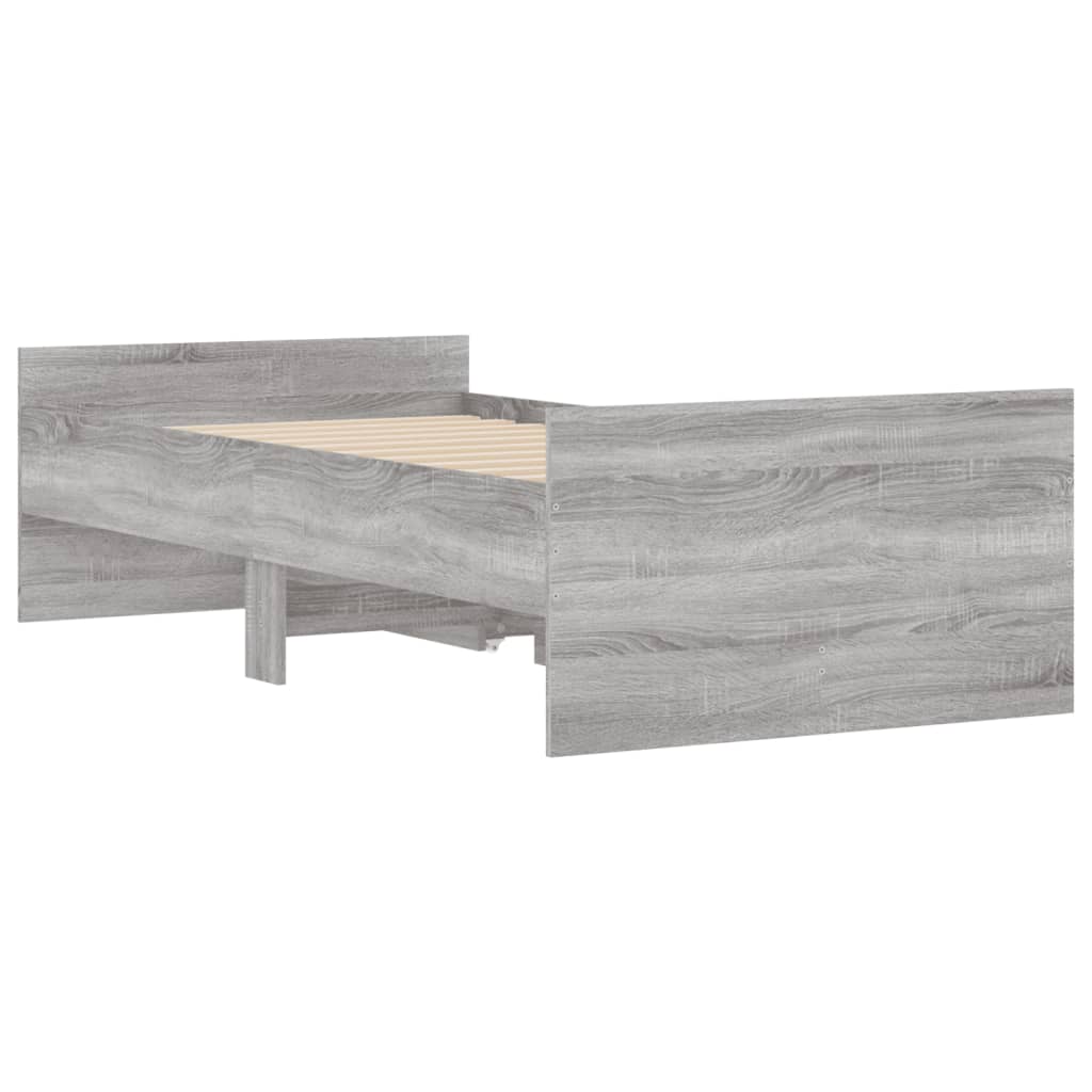 Bedframe met lades grijs sonoma eikenkleurig 90x190 cm is nu te koop bij PeponiXL, paradijselijk wonen!