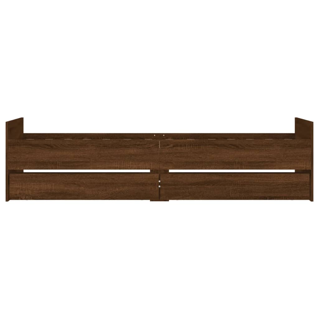 Bedframe met lades bruin eikenkleur 90x190 cm is nu te koop bij PeponiXL, paradijselijk wonen!