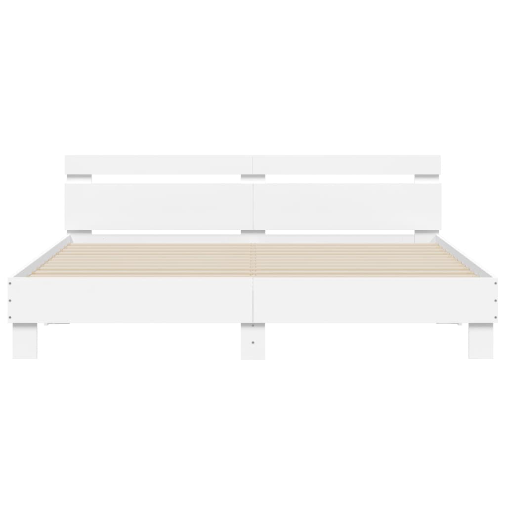 Bedframe met hoofdeinde bewerkt hout wit 200x200 cm is nu te koop bij PeponiXL, paradijselijk wonen!