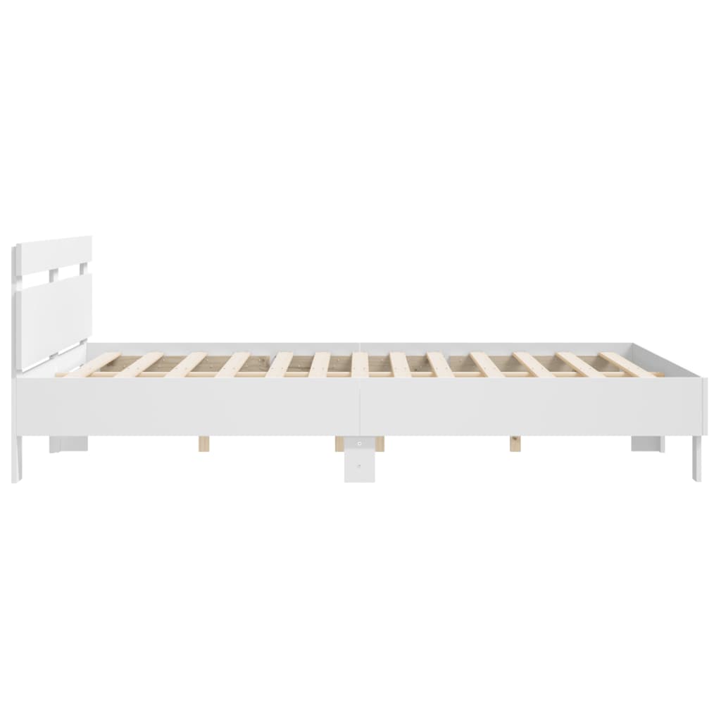 Bedframe met hoofdbord bewerkt hout wit 180x200 cm is nu te koop bij PeponiXL, paradijselijk wonen!
