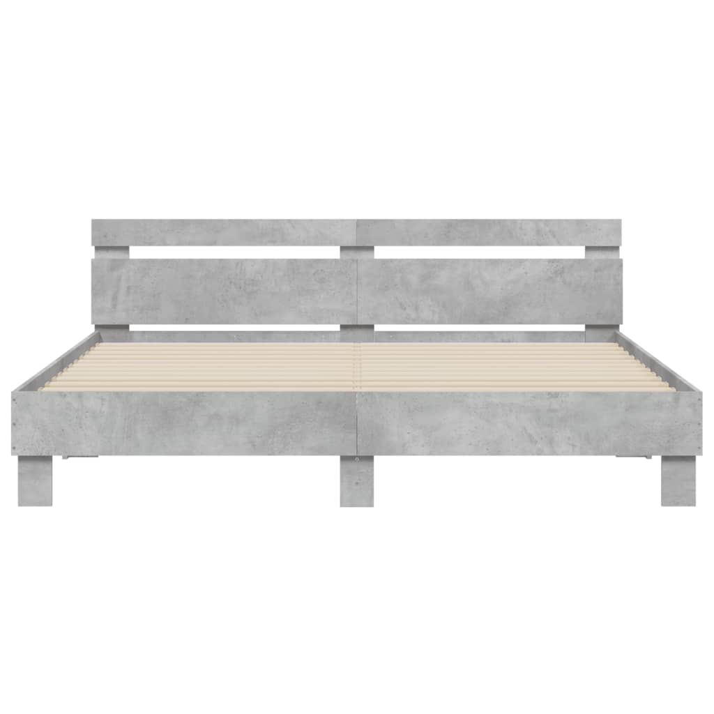 Bedframe met hoofdeinde bewerkt hout betongrijs 180x200 cm is nu te koop bij PeponiXL, paradijselijk wonen!