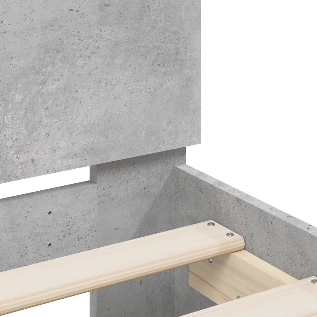 Bedframe met hoofdeinde bewerkt hout betongrijs 160x200 cm is nu te koop bij PeponiXL, paradijselijk wonen!