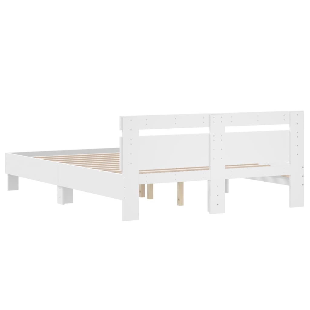 Bedframe met hoofdeinde bewerkt hout wit 150x200 cm is nu te koop bij PeponiXL, paradijselijk wonen!
