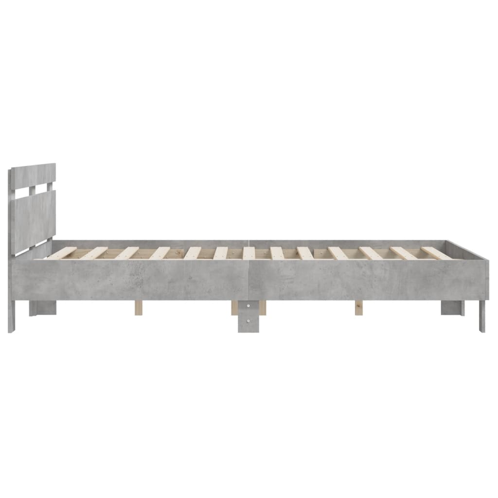 Bedframe met hoofdeinde bewerkt hout betongrijs 150x200 cm is nu te koop bij PeponiXL, paradijselijk wonen!
