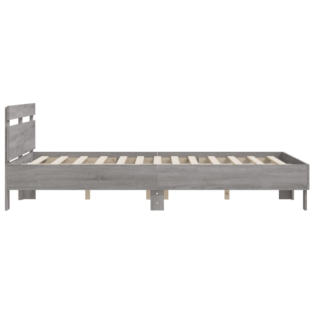 Bedframe met hoofdeinde grijs sonoma eiken 150x200 cm is nu te koop bij PeponiXL, paradijselijk wonen!