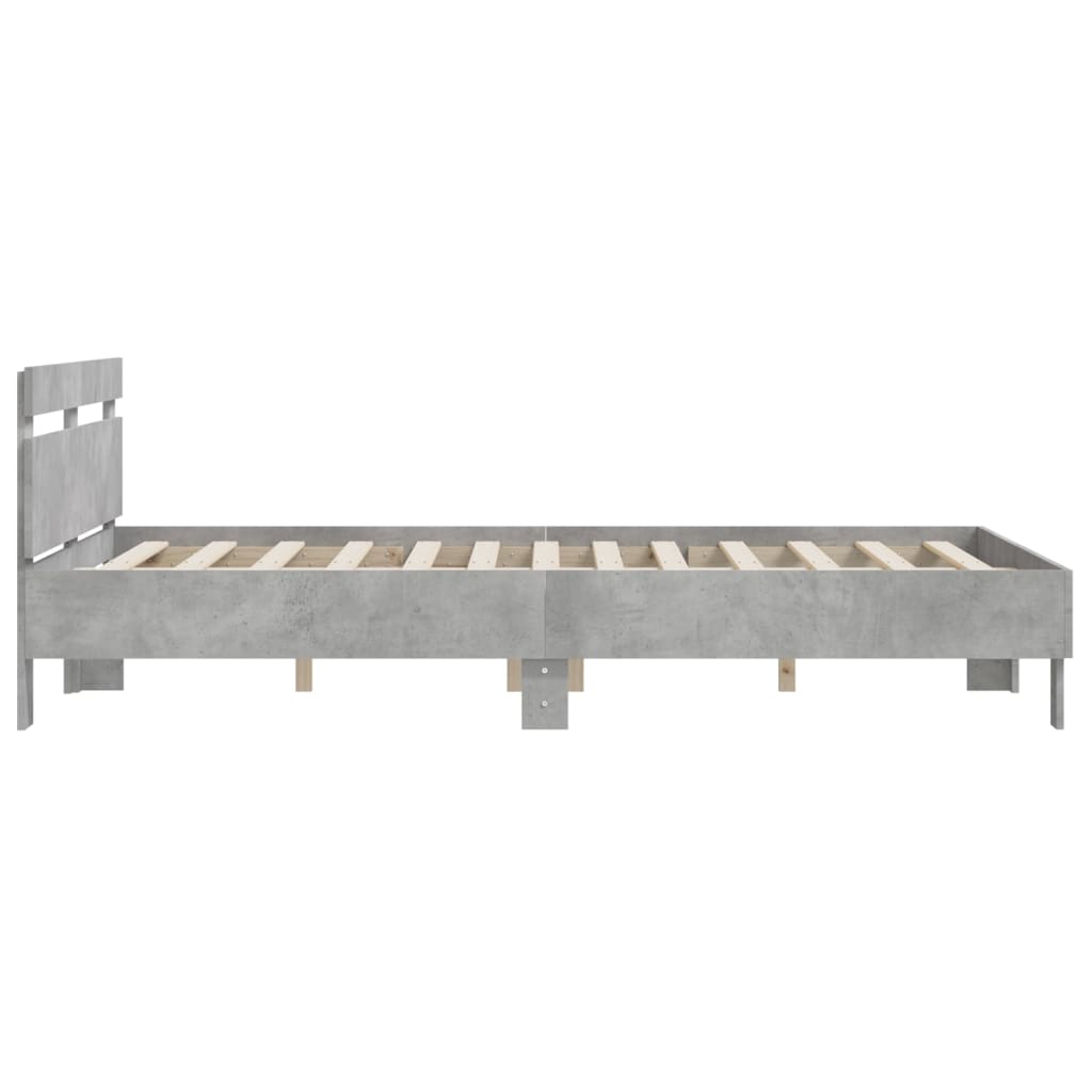 Bedframe met hoofdeinde bewerkt hout betongrijs 140x200 cm is nu te koop bij PeponiXL, paradijselijk wonen!