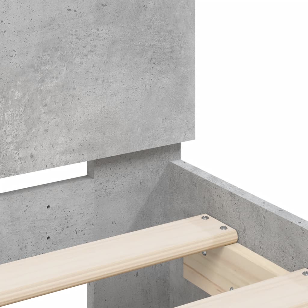 Bedframe met hoofdeinde bewerkt hout betongrijs 140x200 cm is nu te koop bij PeponiXL, paradijselijk wonen!