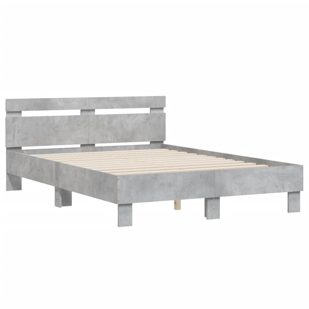 Bedframe met hoofdeinde bewerkt hout betongrijs 120x200 cm is nu te koop bij PeponiXL, paradijselijk wonen!