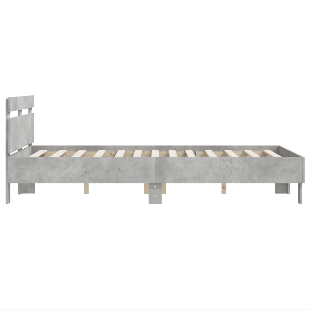Bedframe met hoofdeinde bewerkt hout betongrijs 120x200 cm is nu te koop bij PeponiXL, paradijselijk wonen!