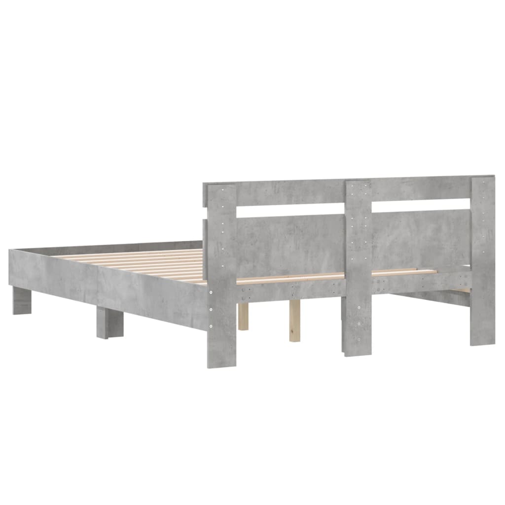 Bedframe met hoofdeinde bewerkt hout betongrijs 120x200 cm is nu te koop bij PeponiXL, paradijselijk wonen!