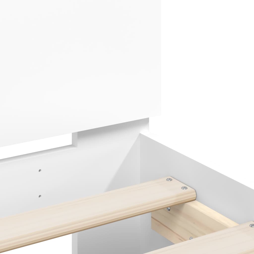 Bedframe met hoofdbord bewerkt hout wit 140x190 cm is nu te koop bij PeponiXL, paradijselijk wonen!