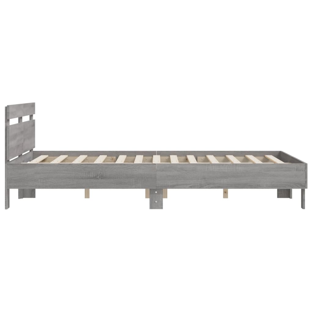 Bedframe met hoofdeinde bewerkt hout grijs sonoma 140x190 cm is nu te koop bij PeponiXL, paradijselijk wonen!