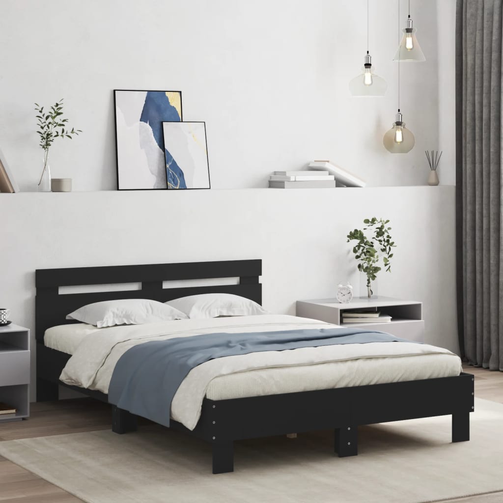 Bedframe met hoofdeinde bruin eikenkleur 120x190 cm is nu te koop bij PeponiXL, paradijselijk wonen!