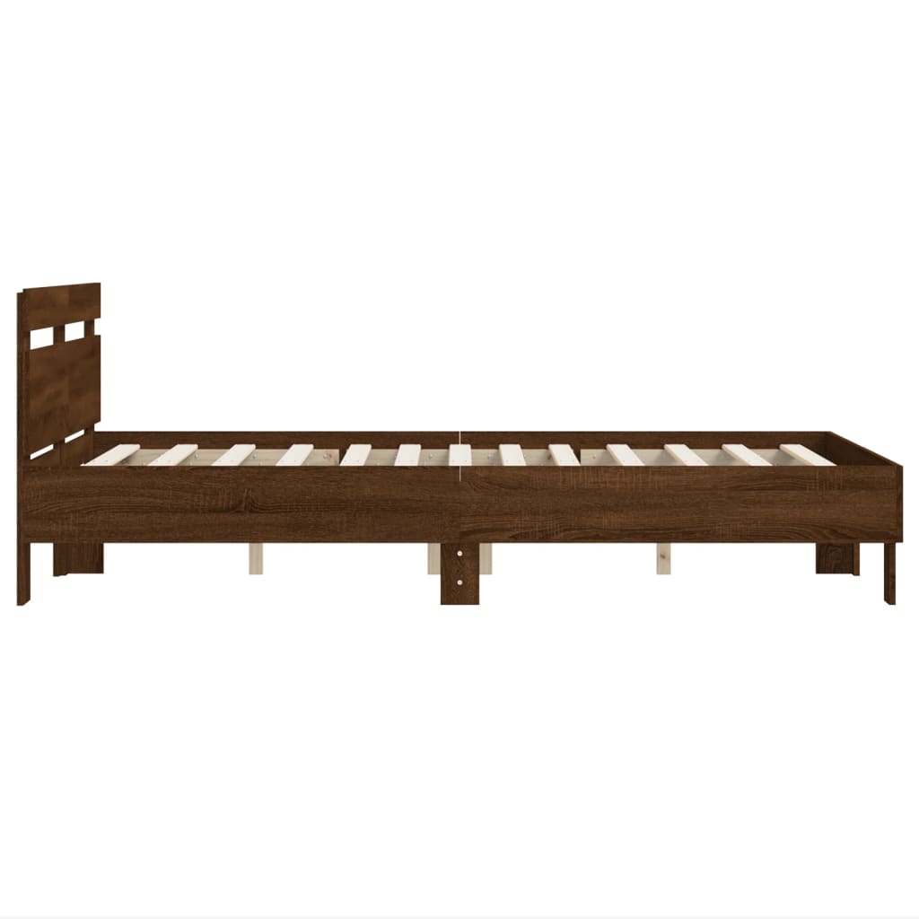 Bedframe met hoofdeinde bruin eikenkleur 120x190 cm is nu te koop bij PeponiXL, paradijselijk wonen!