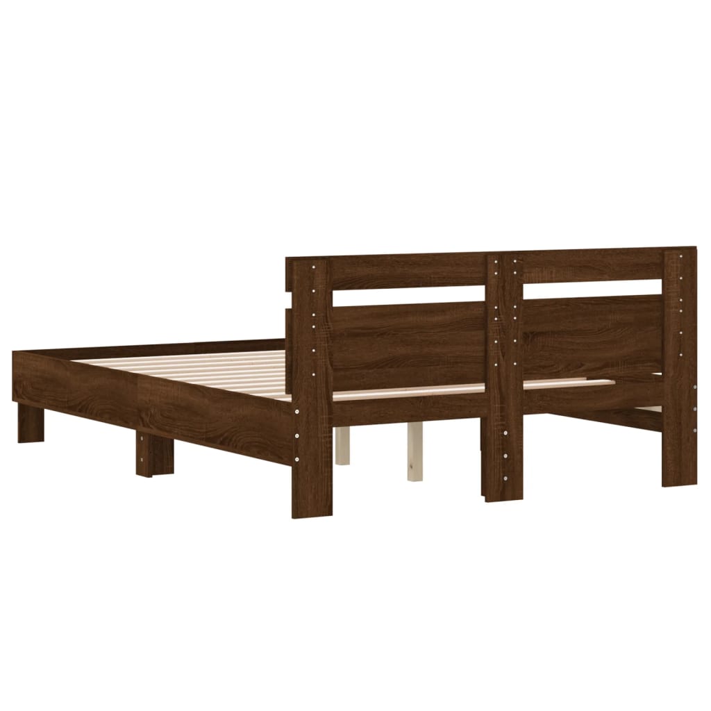 Bedframe met hoofdeinde bruin eikenkleur 120x190 cm is nu te koop bij PeponiXL, paradijselijk wonen!