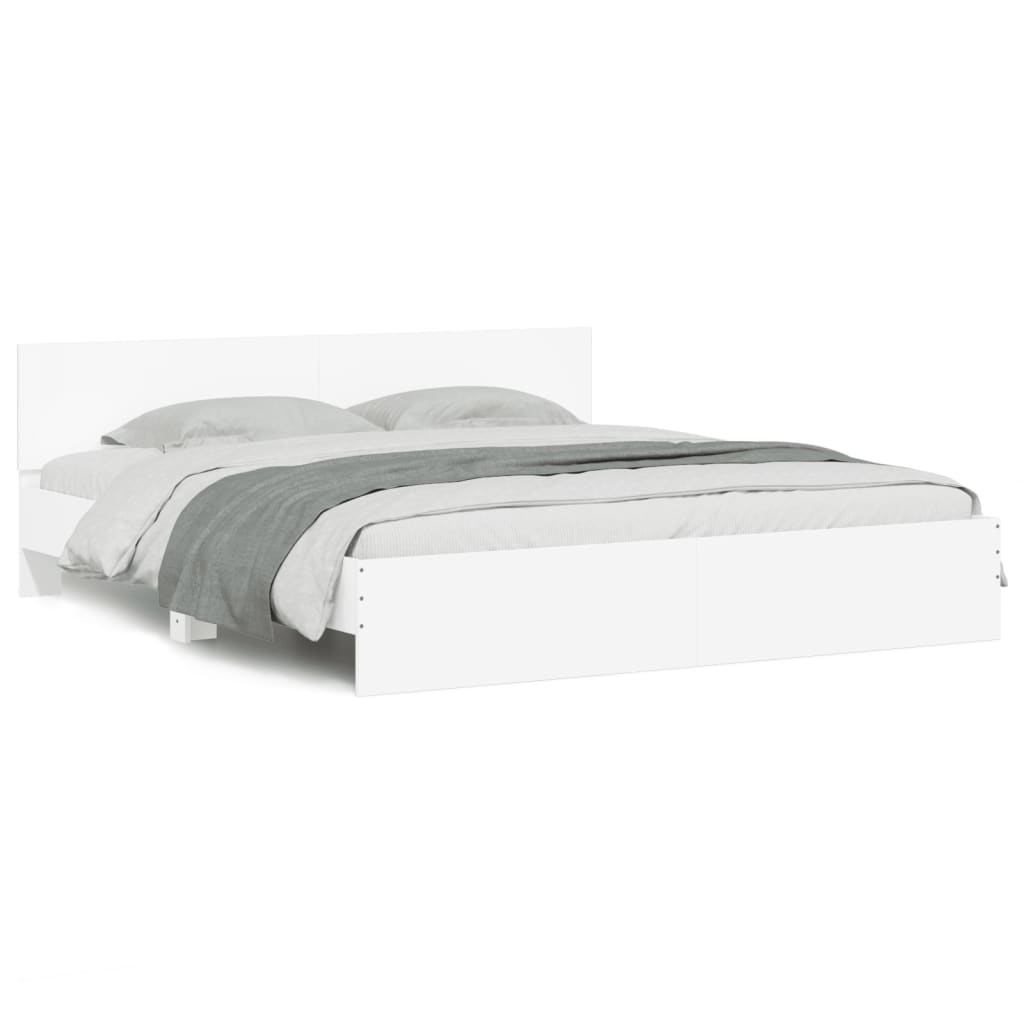 Bedframe met hoofdeinde wit 200x200 cm is nu te koop bij PeponiXL, paradijselijk wonen!