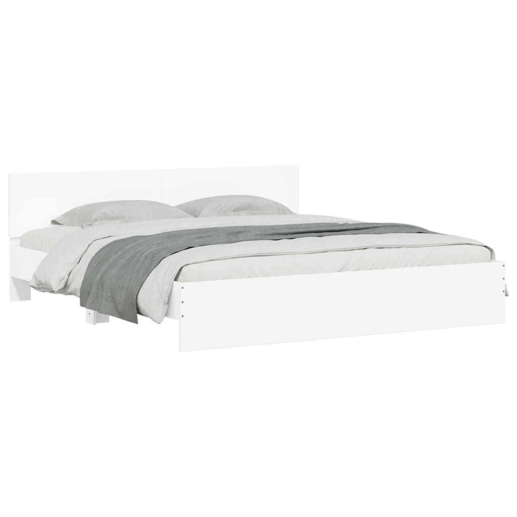 Bedframe met hoofdeinde wit 200x200 cm is nu te koop bij PeponiXL, paradijselijk wonen!