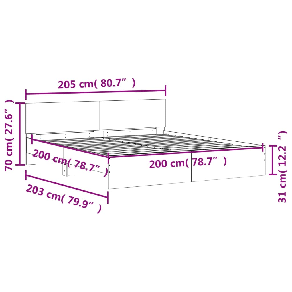 Bedframe met hoofdeinde wit 200x200 cm is nu te koop bij PeponiXL, paradijselijk wonen!