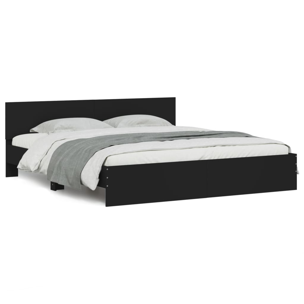 Bedframe met hoofdeinde zwart 200x200 cm is nu te koop bij PeponiXL, paradijselijk wonen!