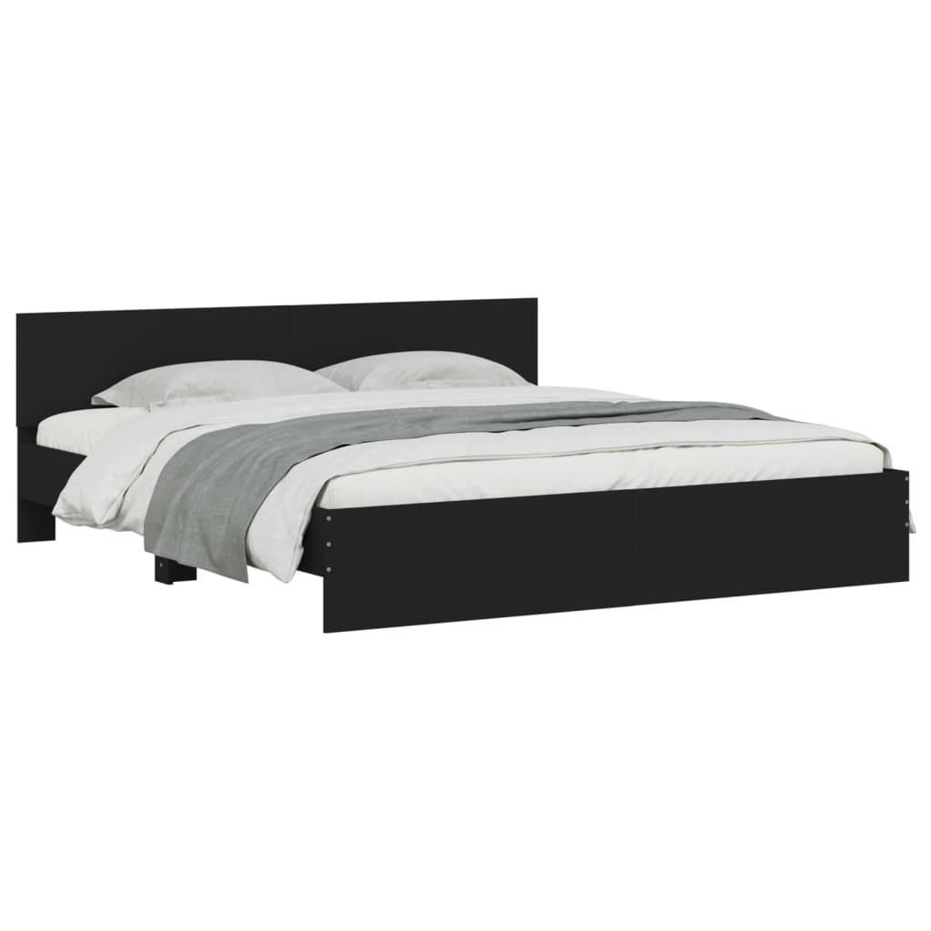 Bedframe met hoofdeinde zwart 200x200 cm is nu te koop bij PeponiXL, paradijselijk wonen!