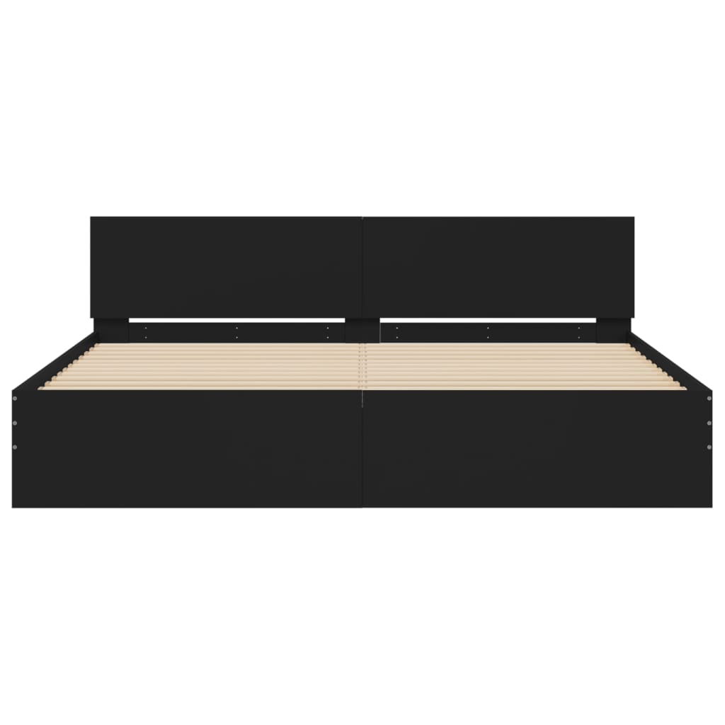 Bedframe met hoofdeinde zwart 200x200 cm is nu te koop bij PeponiXL, paradijselijk wonen!