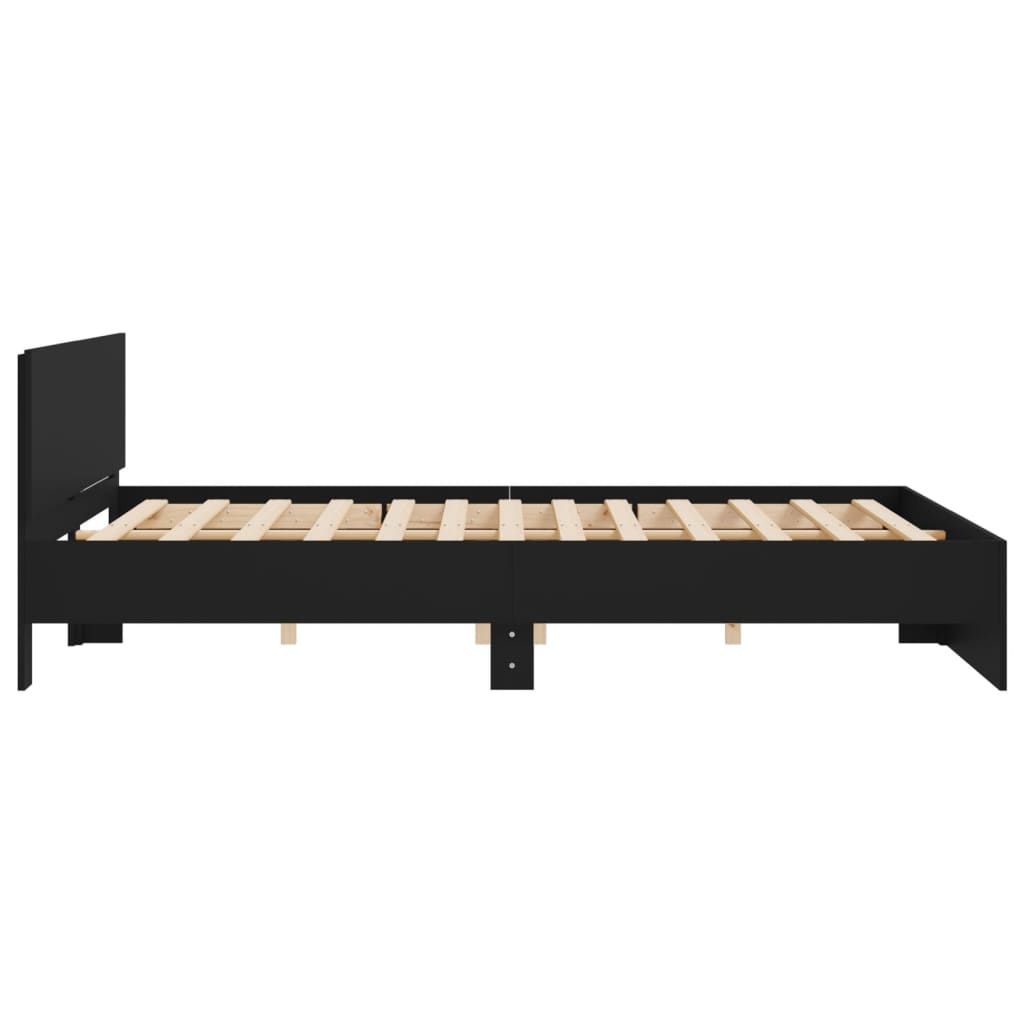 Bedframe met hoofdeinde zwart 200x200 cm is nu te koop bij PeponiXL, paradijselijk wonen!