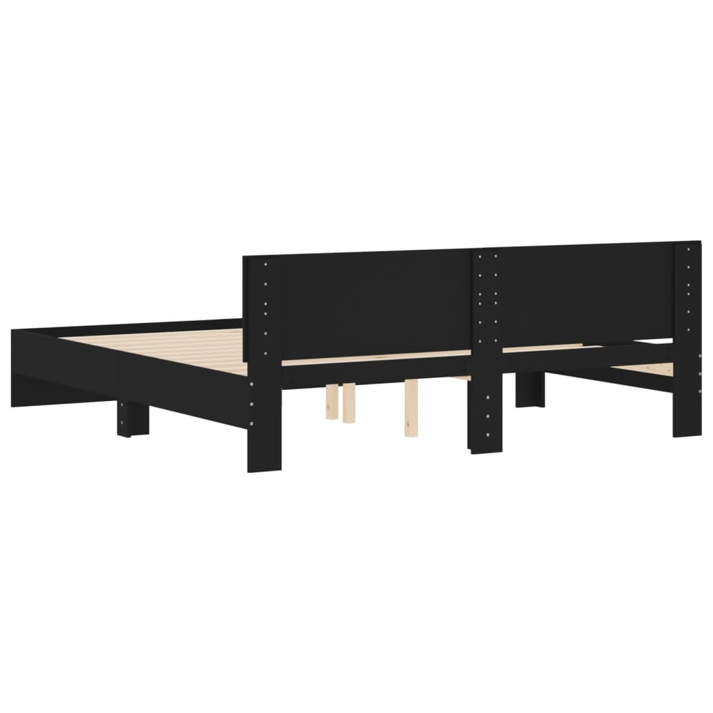 Bedframe met hoofdeinde zwart 200x200 cm is nu te koop bij PeponiXL, paradijselijk wonen!
