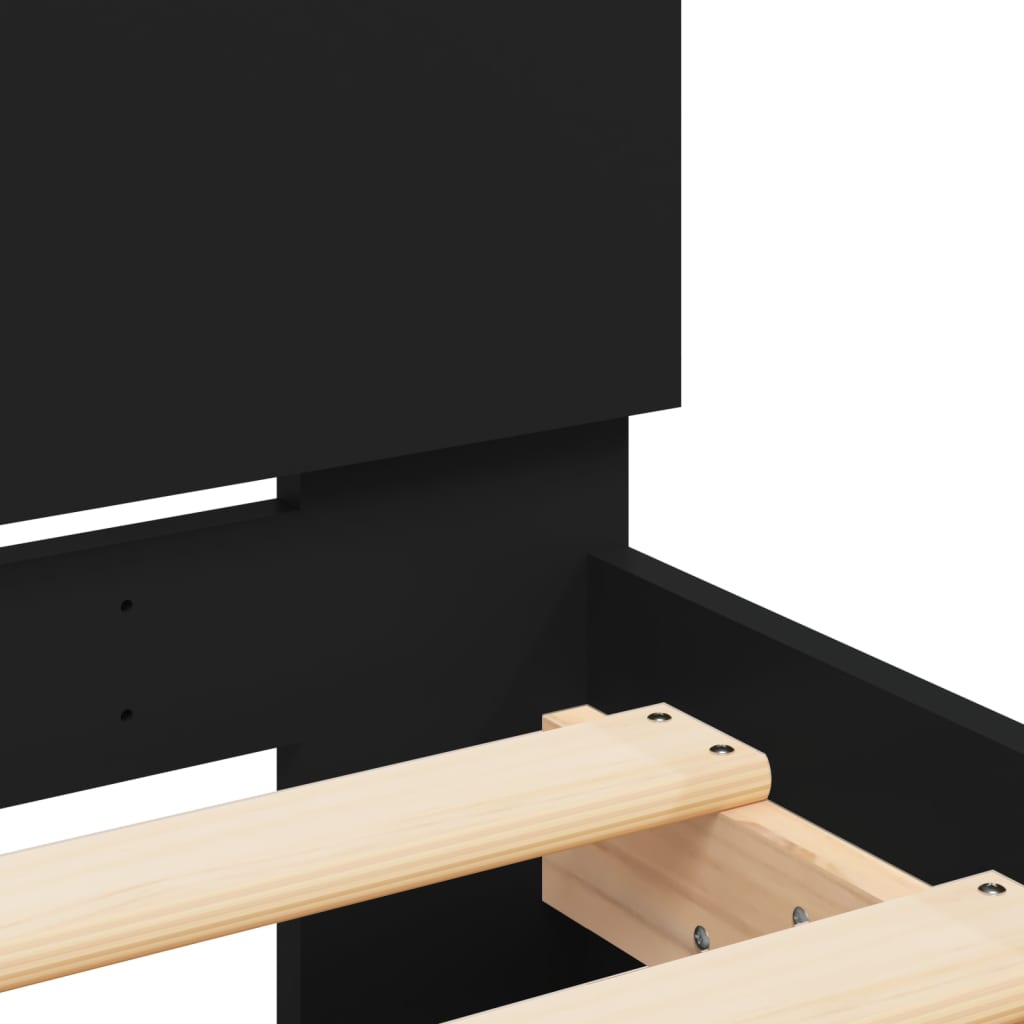 Bedframe met hoofdeinde zwart 200x200 cm is nu te koop bij PeponiXL, paradijselijk wonen!