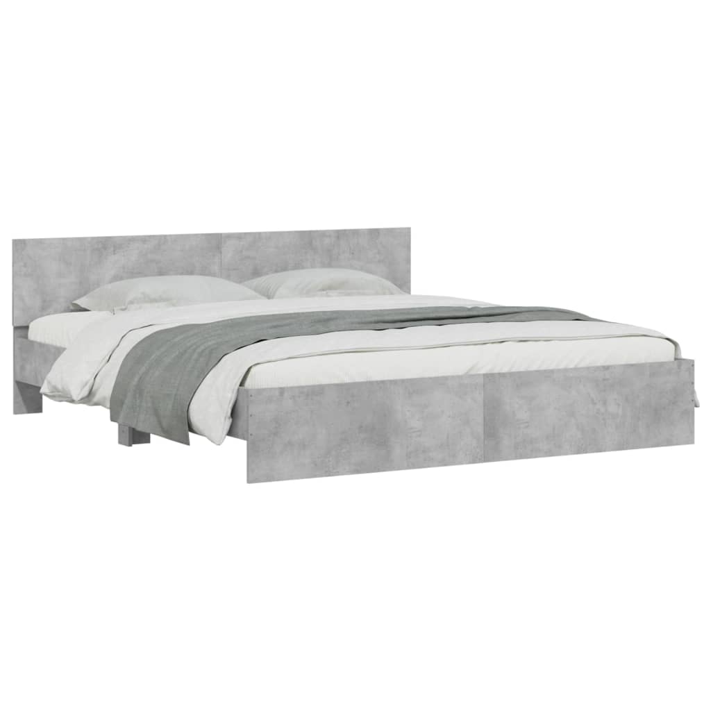 Bedframe met hoofdeinde betongrijs 200x200 cm is nu te koop bij PeponiXL, paradijselijk wonen!