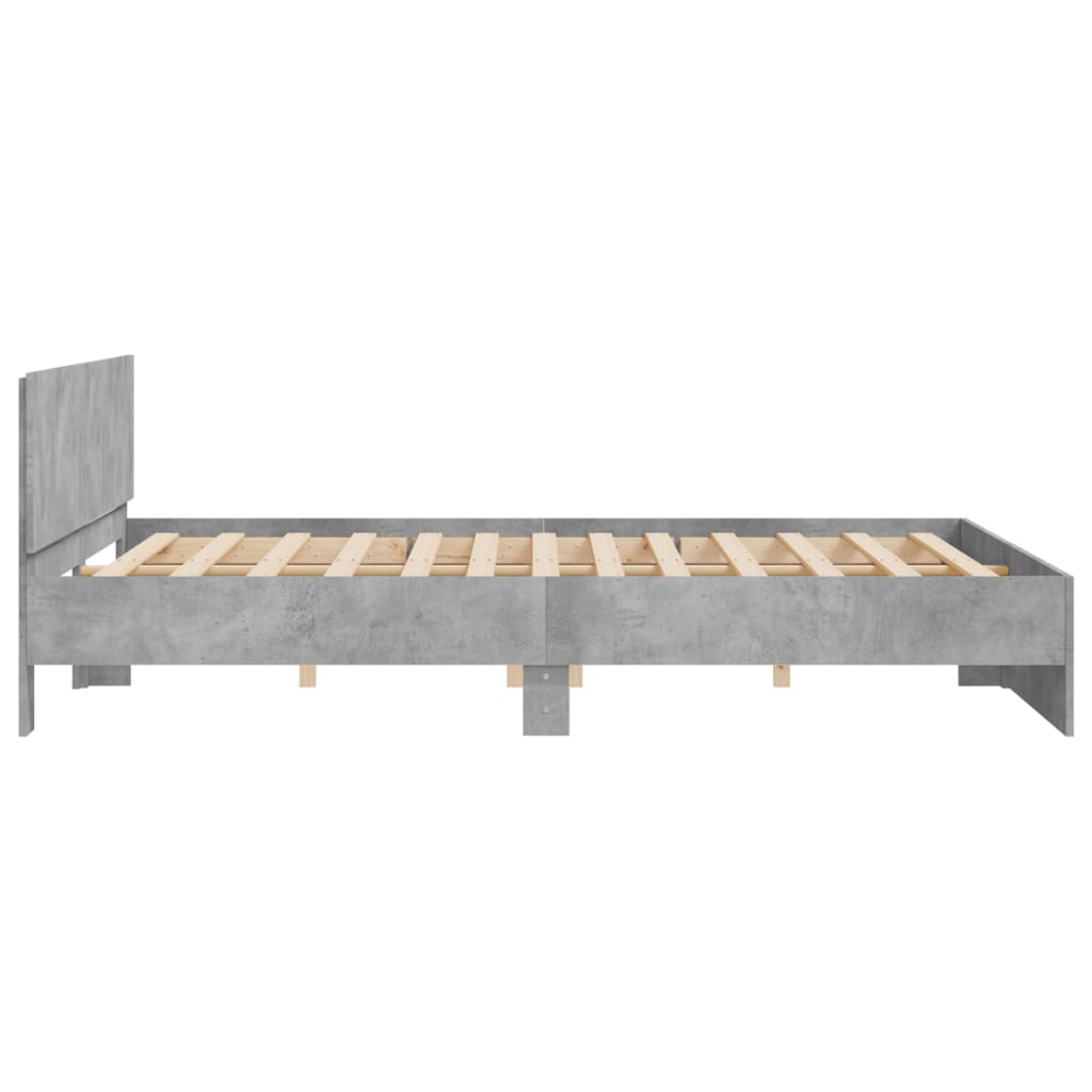 Bedframe met hoofdeinde betongrijs 200x200 cm is nu te koop bij PeponiXL, paradijselijk wonen!