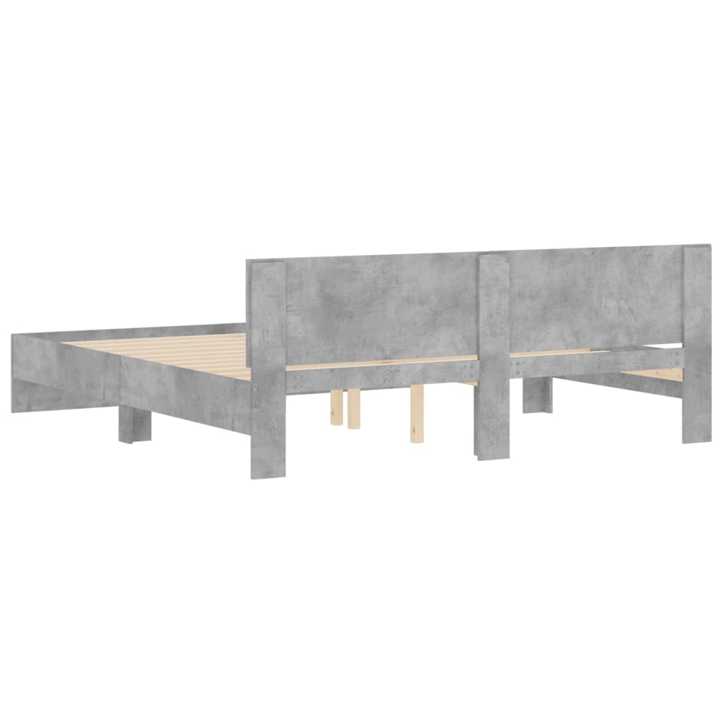 Bedframe met hoofdeinde betongrijs 200x200 cm is nu te koop bij PeponiXL, paradijselijk wonen!