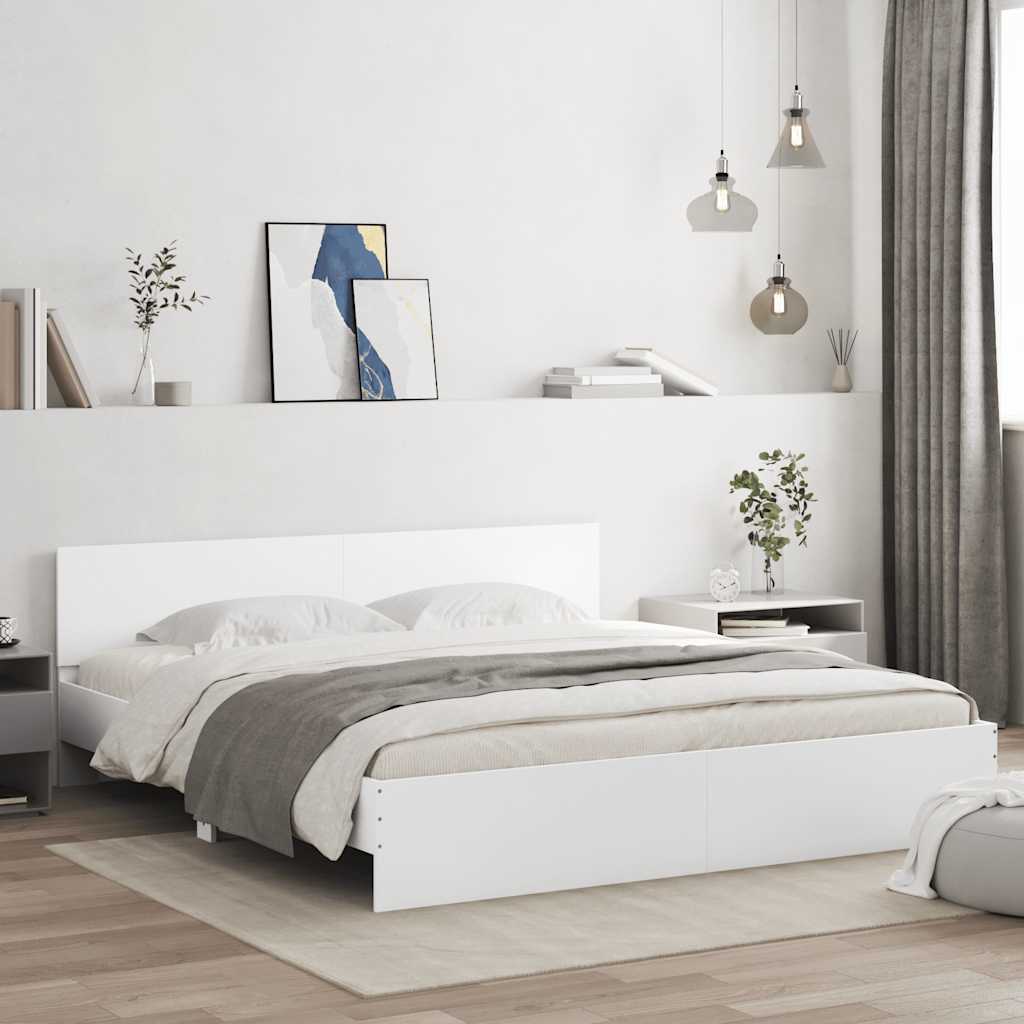 Bedframe met hoofdeinde wit 180x200 cm is nu te koop bij PeponiXL, paradijselijk wonen!