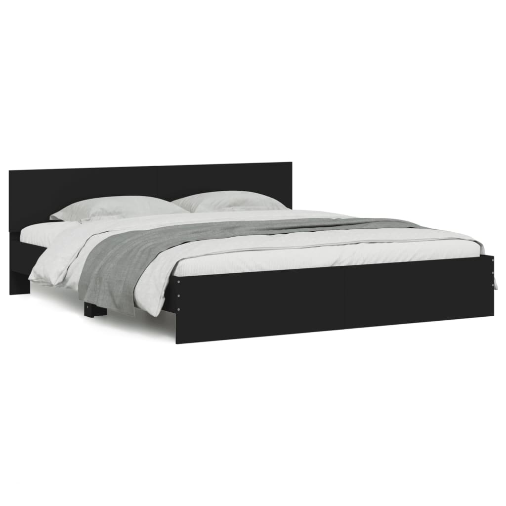 Bedframe met hoofdeinde zwart 180x200 cm is nu te koop bij PeponiXL, paradijselijk wonen!