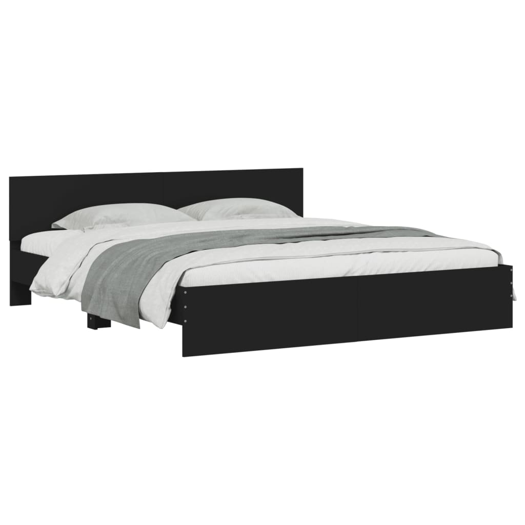 Bedframe met hoofdeinde zwart 180x200 cm is nu te koop bij PeponiXL, paradijselijk wonen!