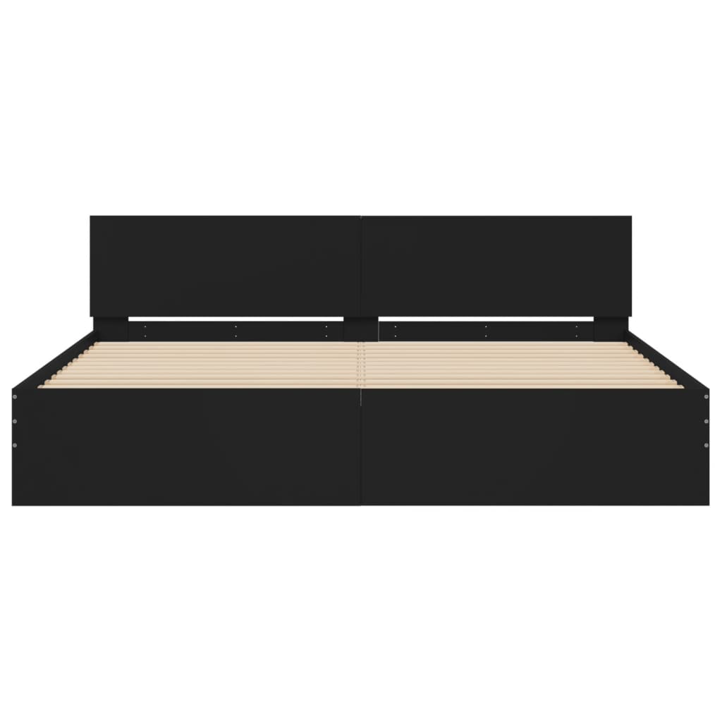 Bedframe met hoofdeinde zwart 180x200 cm is nu te koop bij PeponiXL, paradijselijk wonen!