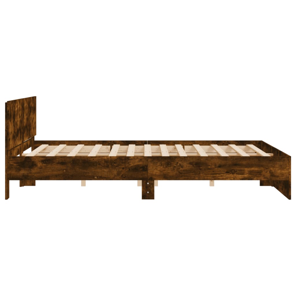 Bedframe met hoofdeinde gerookt eikenkleurig 180x200 cm is nu te koop bij PeponiXL, paradijselijk wonen!