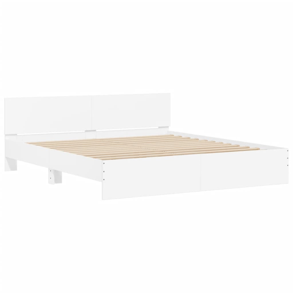 Bedframe met hoofdeinde wit 160x200 cm is nu te koop bij PeponiXL, paradijselijk wonen!