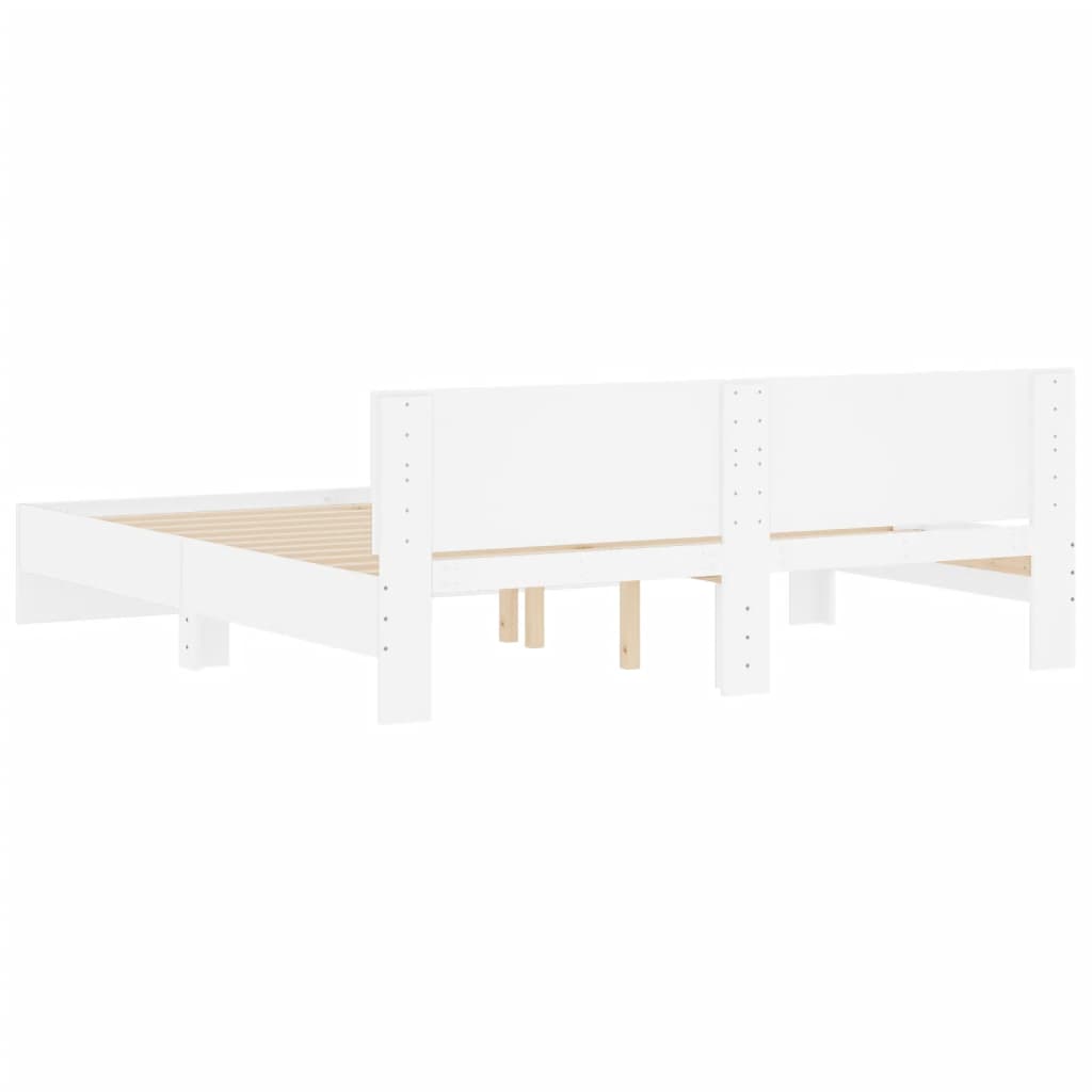 Bedframe met hoofdeinde wit 160x200 cm is nu te koop bij PeponiXL, paradijselijk wonen!