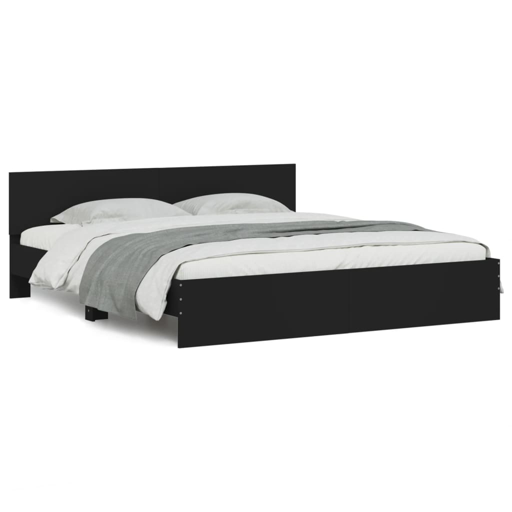 Bedframe met hoofdeinde zwart 160x200 cm is nu te koop bij PeponiXL, paradijselijk wonen!