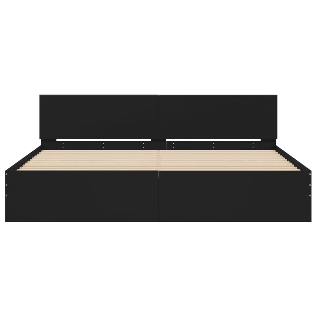 Bedframe met hoofdeinde zwart 160x200 cm is nu te koop bij PeponiXL, paradijselijk wonen!