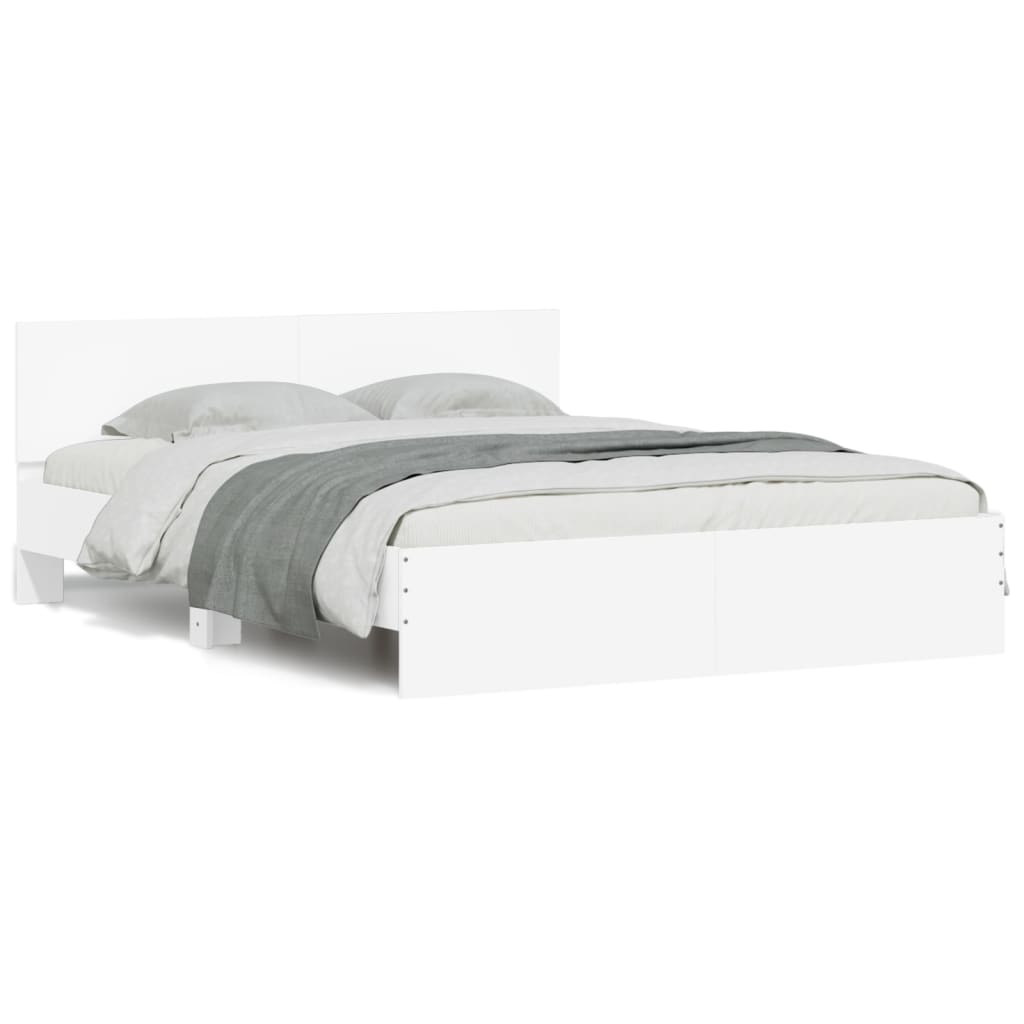 Bedframe met hoofdeinde wit 150x200 cm is nu te koop bij PeponiXL, paradijselijk wonen!