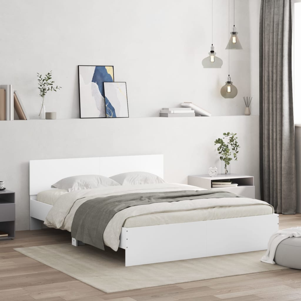 Bedframe met hoofdeinde wit 150x200 cm is nu te koop bij PeponiXL, paradijselijk wonen!