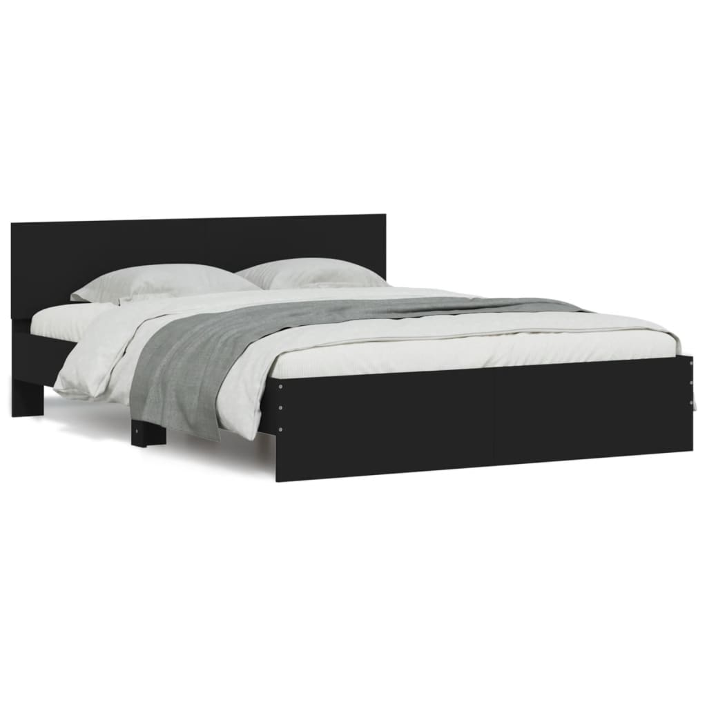 Bedframe met hoofdeinde zwart 150x200 cm is nu te koop bij PeponiXL, paradijselijk wonen!