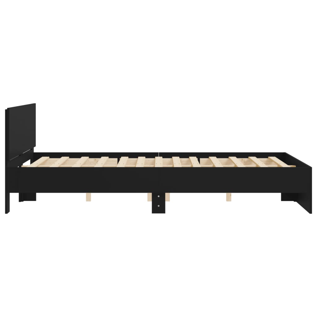Bedframe met hoofdeinde zwart 150x200 cm is nu te koop bij PeponiXL, paradijselijk wonen!