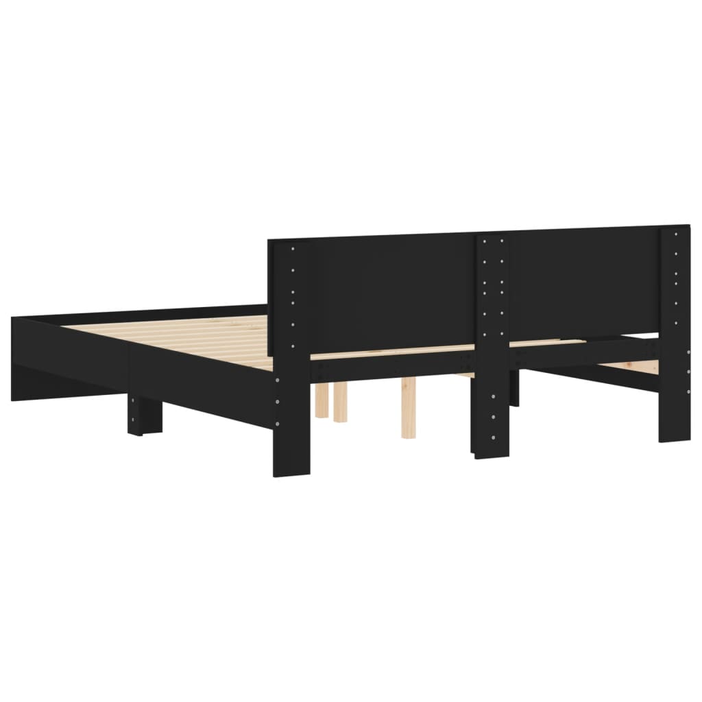 Bedframe met hoofdeinde zwart 150x200 cm is nu te koop bij PeponiXL, paradijselijk wonen!